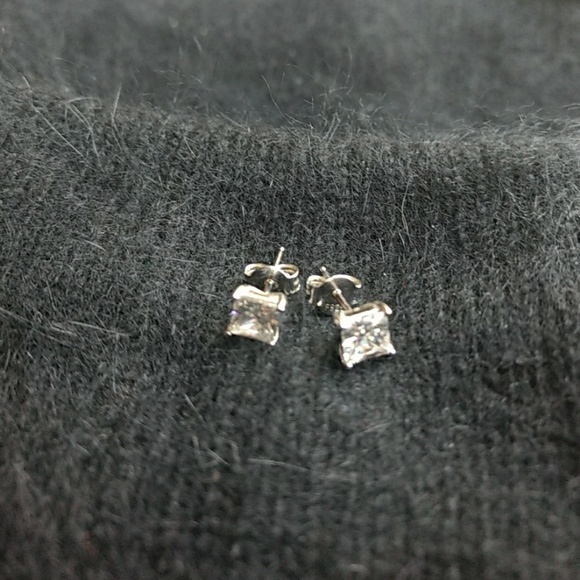 Jewelry - Square cut silver CZ earrings